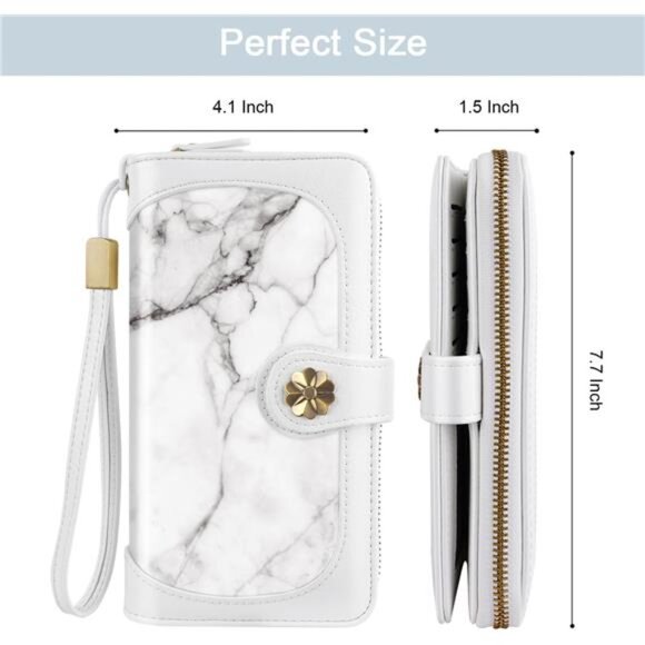 Wallets Multi Card Holder Clutch Marble White - Picture 4 of 7